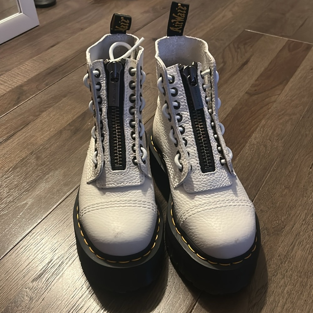 Dr. Martens Sinclair White Leather Platform Boots - Picture 5 of 7